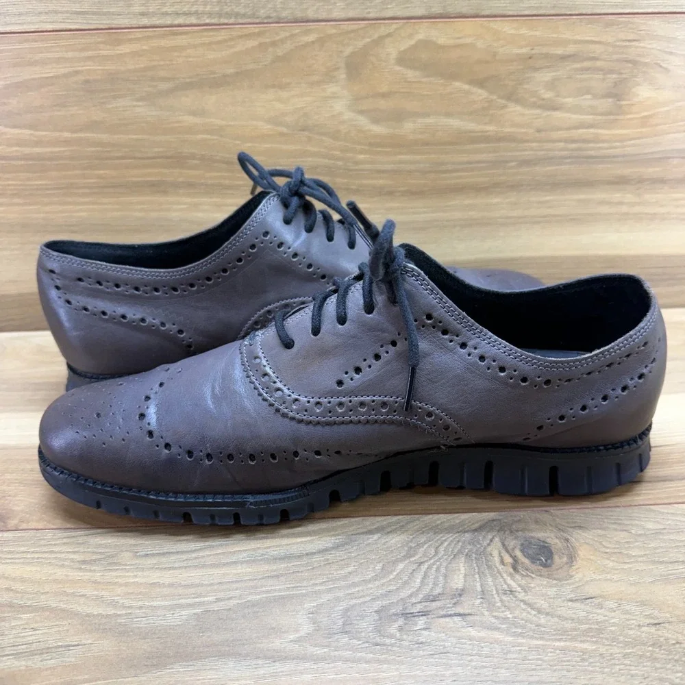 Cole Haan Zerogrand Wingtip Oxford Mens 11 M Pavement Gray Business Casual